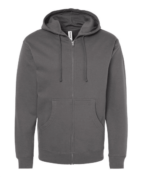 Independent Trading Co Midweight Full Zip Up Hoodie SS4500Z in Charcoal