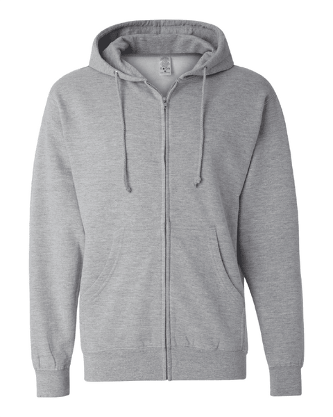 Independent Trading Co Midweight Full Zip Up Hoodie SS4500Z in Grey Heather