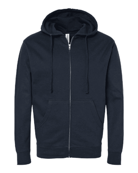 Independent Trading Co Midweight Full Zip Up Hoodie SS4500Z in Navy